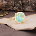 Unique And Luxurious 4-Prong Princess Cut Fire Opal Engagement Ring - Additional view