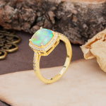 Unique And Luxurious 4-Prong Princess Cut Fire Opal Engagement Ring - Additional view