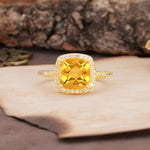 Unique And Luxurious 4-Prong Princess Cut Citrine Engagement Ring - Additional view