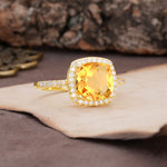 Unique And Luxurious 4-Prong Princess Cut Citrine Engagement Ring - Additional view
