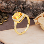 Unique And Luxurious 4-Prong Princess Cut Citrine Engagement Ring - Additional view