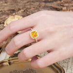 Unique And Luxurious 4-Prong Princess Cut Citrine Engagement Ring - Additional view