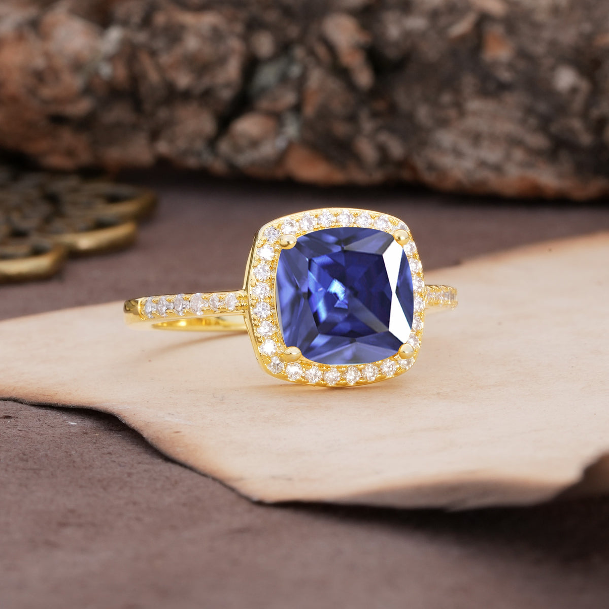 Unique And Luxurious 4-Prong Princess Cut Tanzanite Engagement Ring - Additional view