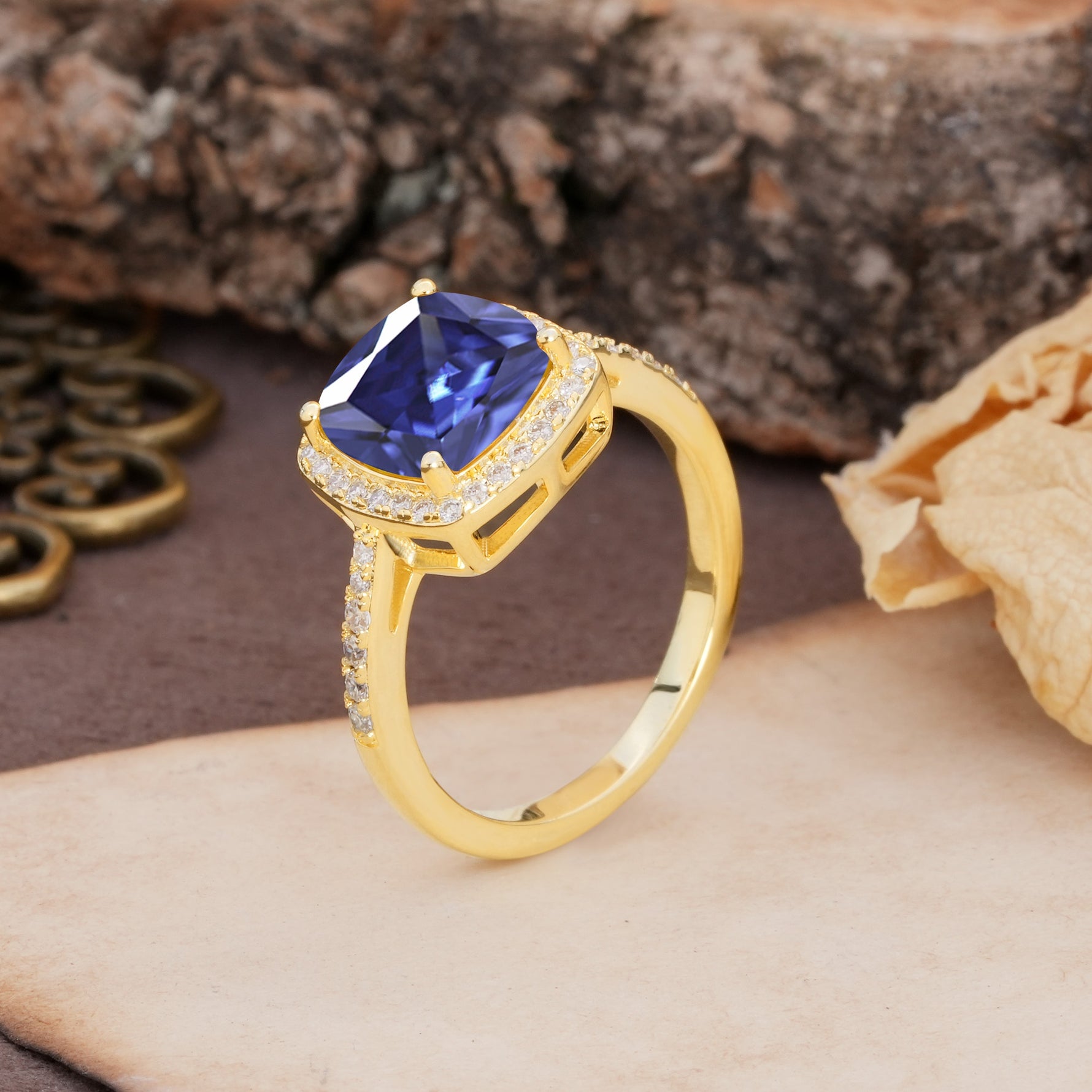 Unique And Luxurious 4-Prong Princess Cut Tanzanite Engagement Ring - Additional view