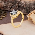 Unique And Luxurious 4-Prong Princess Cut Black Rutilated Quartz Engagement Ring - Additional view