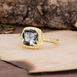 Unique And Luxurious 4-Prong Princess Cut Black Rutilated Quartz Engagement Ring - Additional view