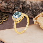 Unique And Luxurious 4-Prong Princess Cut Moss Agate Engagement Ring - Additional view