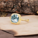 Unique And Luxurious 4-Prong Princess Cut Moss Agate Engagement Ring - Additional view