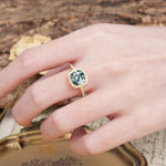 Unique And Luxurious 4-Prong Princess Cut Moss Agate Engagement Ring - Additional view