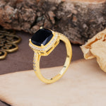 Unique And Luxurious 4-Prong Princess Cut Black Onyx Engagement Ring - Additional view