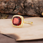 Unique And Luxurious 4-Prong Princess Cut Garnet Engagement Ring - Additional view