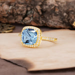 Unique And Luxurious 4-Prong Princess Cut Aquamarine Engagement Ring - Additional view