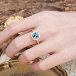 Unique And Luxurious 4-Prong Princess Cut Aquamarine Engagement Ring - Additional view