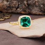 Unique And Luxurious 4-Prong Princess Cut Emerald Engagement Ring - Additional view