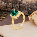 Unique And Luxurious 4-Prong Princess Cut Emerald Engagement Ring - Additional view