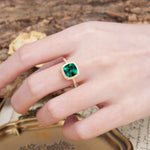 Unique And Luxurious 4-Prong Princess Cut Emerald Engagement Ring - Additional view