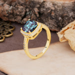 Unique And Luxurious 4-Prong Princess Cut Alexandrite Engagement Ring - Additional view