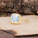 Unique And Luxurious 4-Prong Princess Cut Moonstone Engagement Ring - Additional view