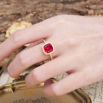 Unique And Luxurious 4-Prong Princess Cut Ruby Engagement Ring - Additional view