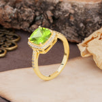 Unique And Luxurious 4-Prong Princess Cut Peridot Engagement Ring - Additional view