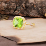 Unique And Luxurious 4-Prong Princess Cut Peridot Engagement Ring - Additional view