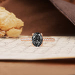 Classic Simple 4-Prong Oval Cut Black Rutilated Quartz Engagement Ring - Additional view