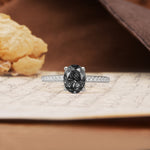 Classic Simple 4-Prong Oval Cut Black Rutilated Quartz Engagement Ring - Additional view