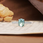 Classic Simple 4-Prong Oval Cut Moss Agate Engagement Ring - Additional view