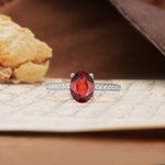 Classic Simple 4-Prong Oval Cut Garnet Engagement Ring - Additional view