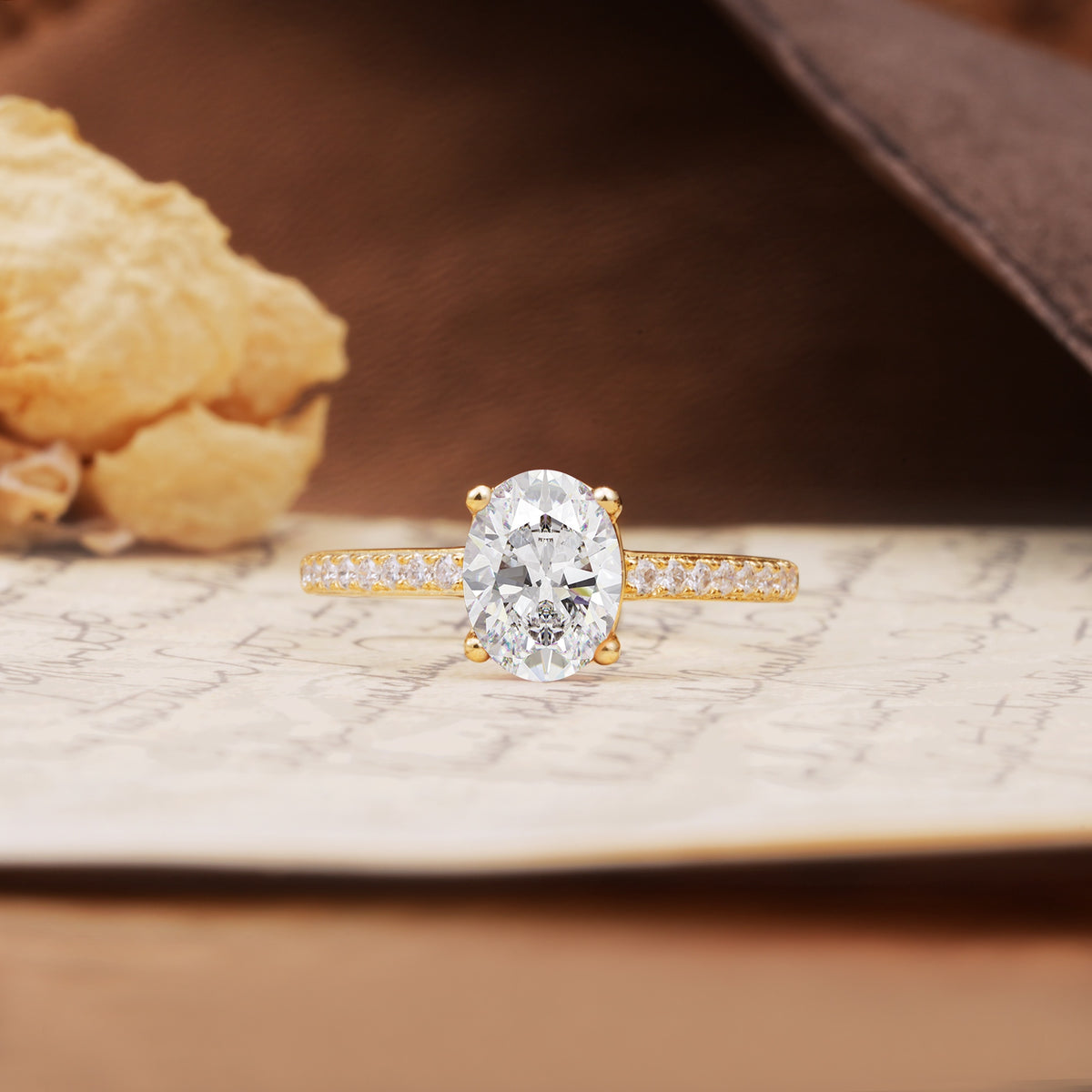 Classic Simple 4-Prong Oval Cut Moissanite Engagement Ring - Additional view