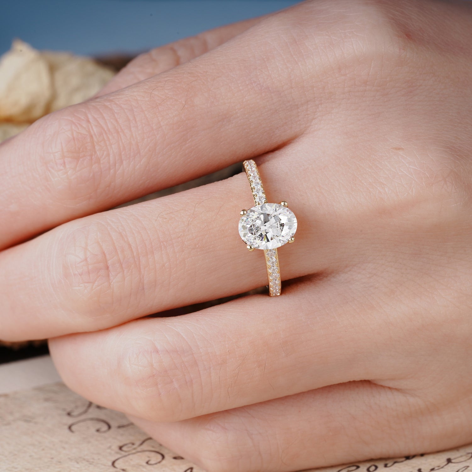 Classic Simple 4-Prong Oval Cut Moissanite Engagement Ring - Additional view