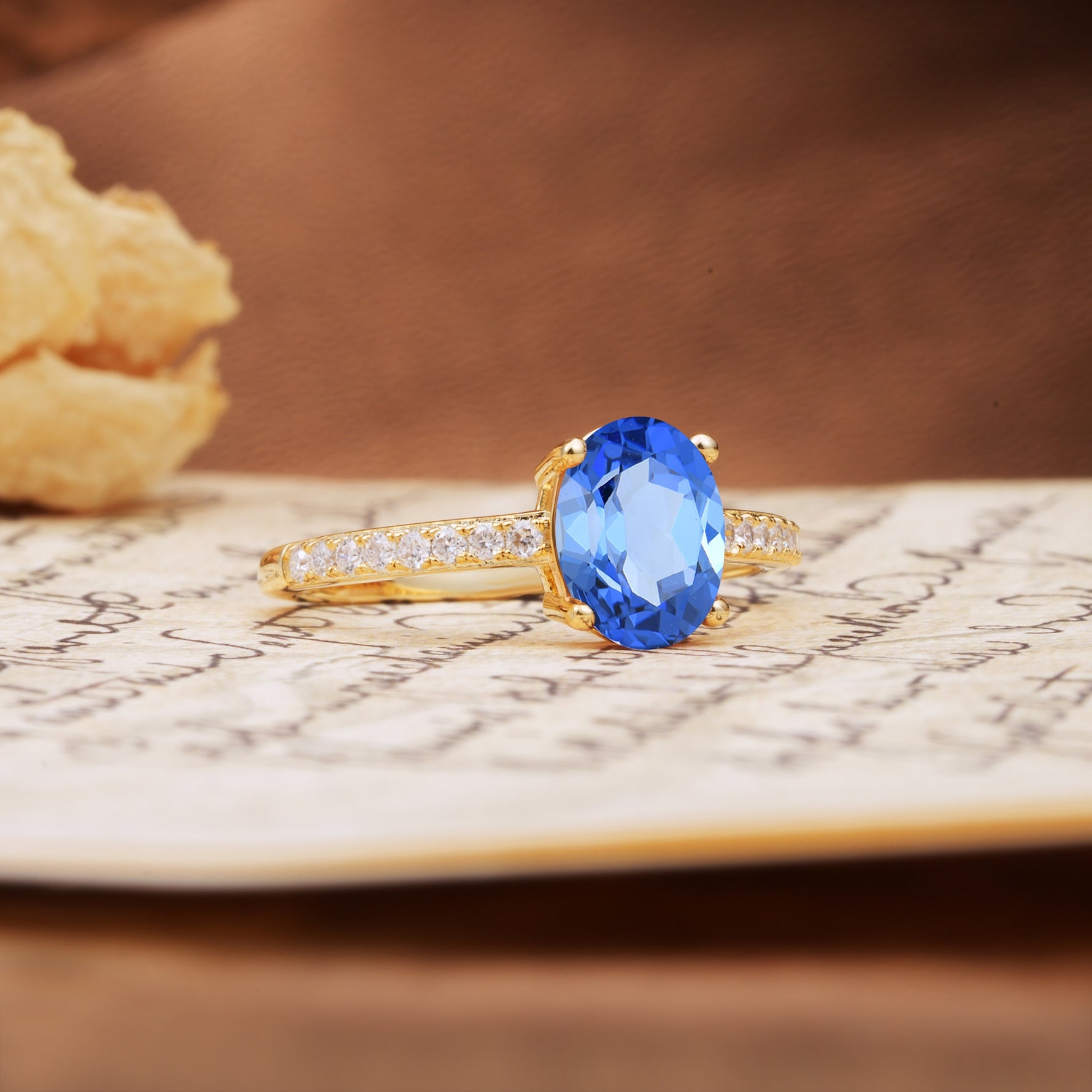 Classic Simple 4-Prong Oval Cut Sapphire Engagement Ring - Additional view
