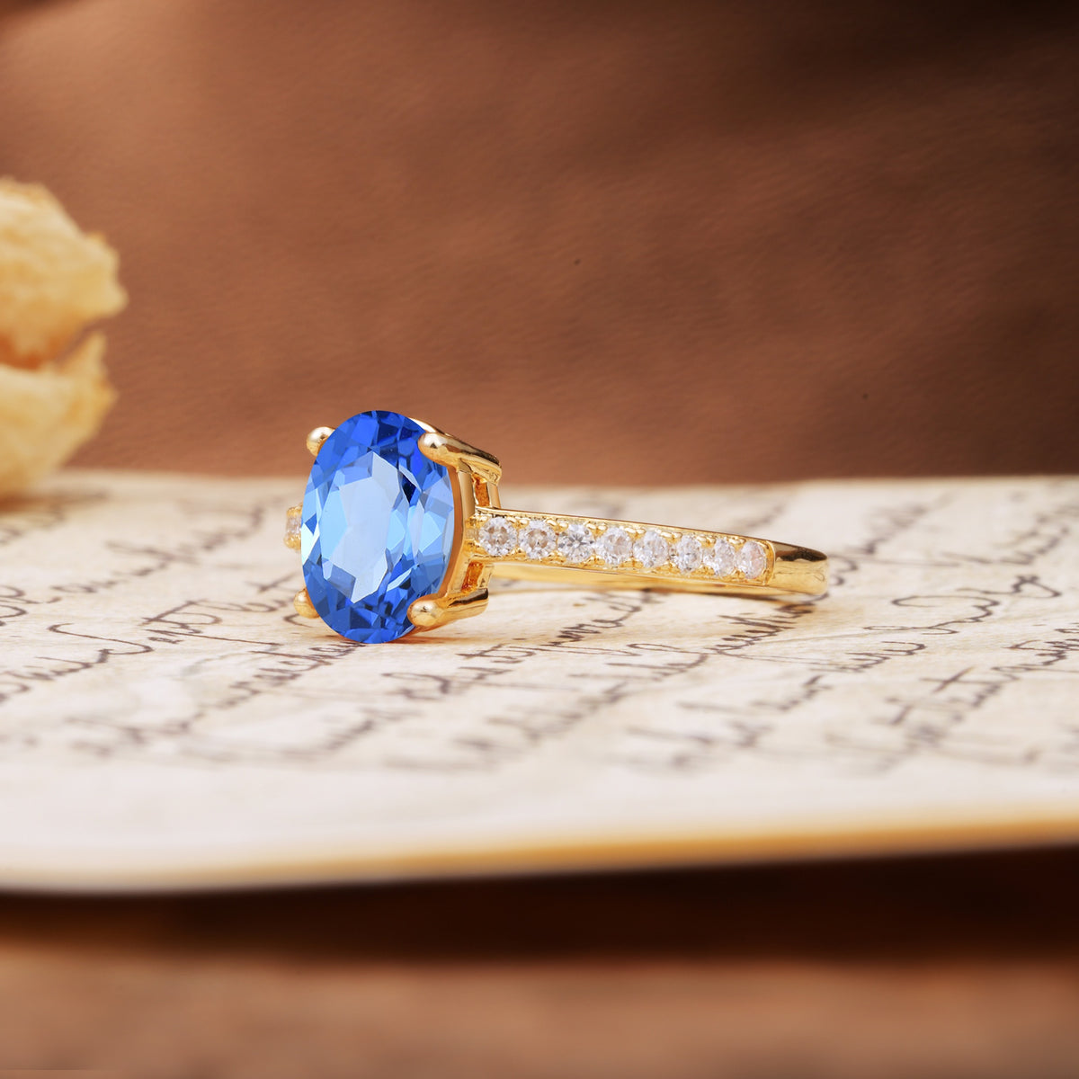 Classic Simple 4-Prong Oval Cut Sapphire Engagement Ring - Additional view