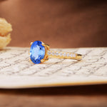 Classic Simple 4-Prong Oval Cut Sapphire Engagement Ring - Additional view