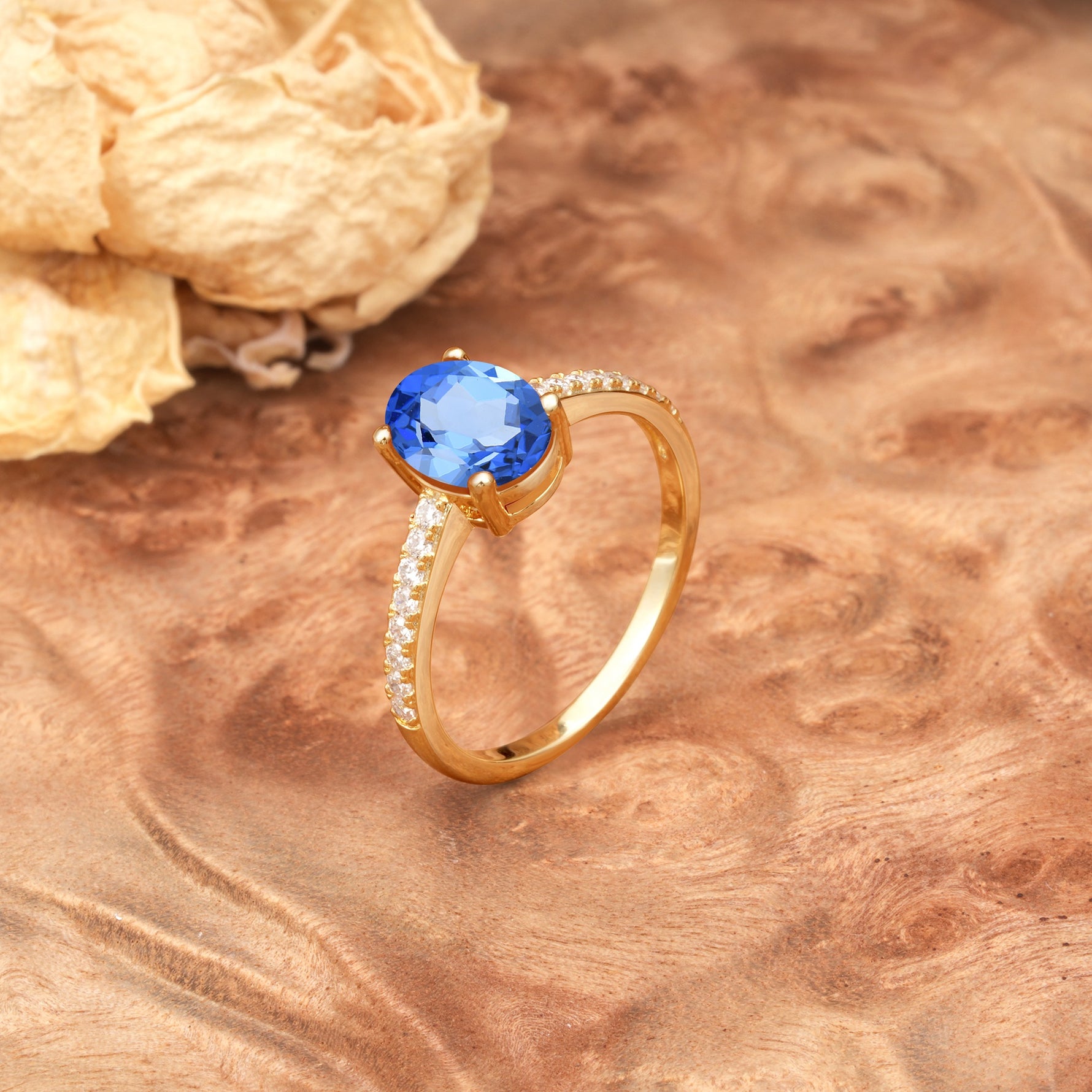 Classic Simple 4-Prong Oval Cut Sapphire Engagement Ring - Additional view