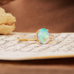 Classic Simple 4-Prong Oval Cut Fire Opal Engagement Ring - Additional view