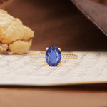 Classic Simple 4-Prong Oval Cut Tanzanite Engagement Ring - Additional view