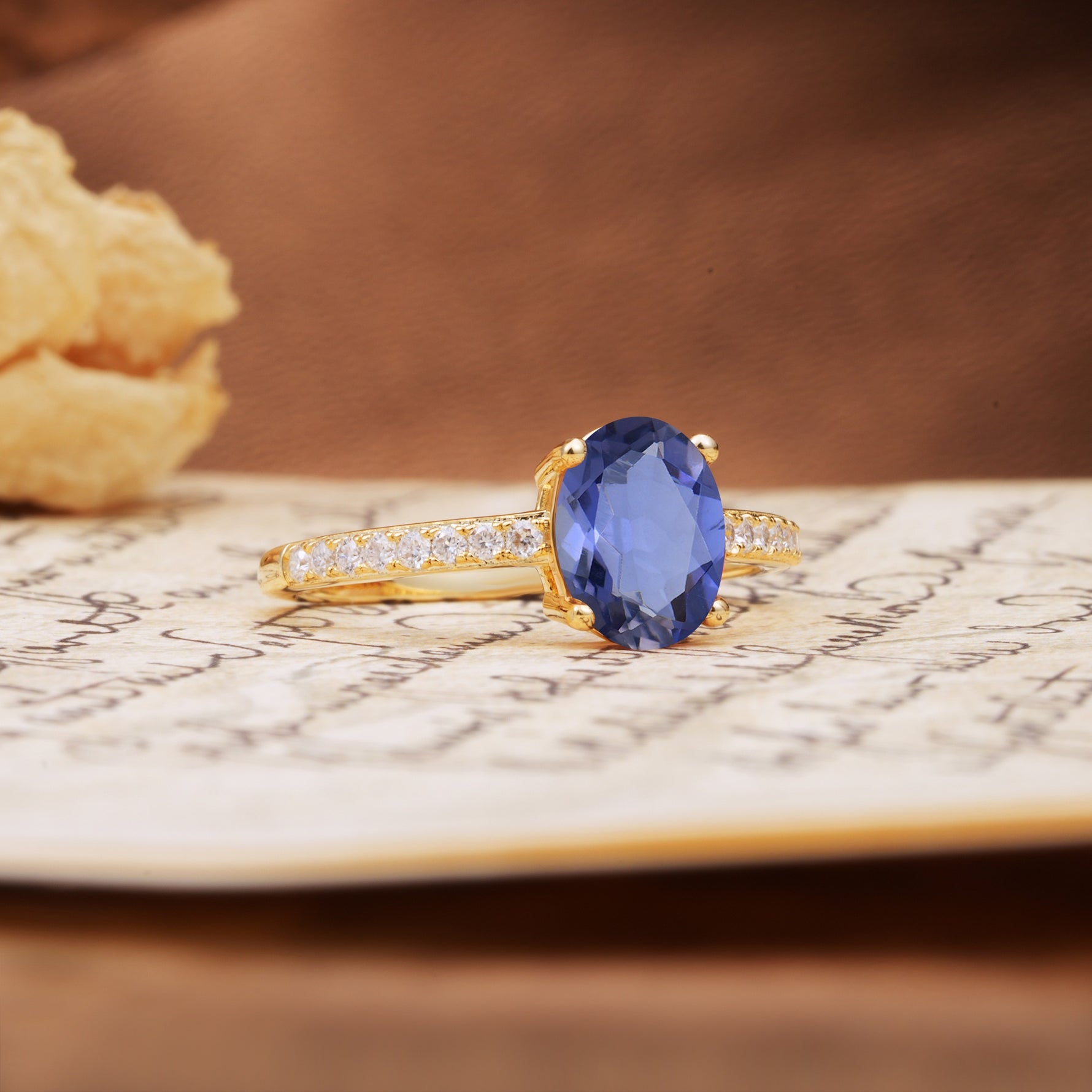 Classic Simple 4-Prong Oval Cut Tanzanite Engagement Ring - Additional view