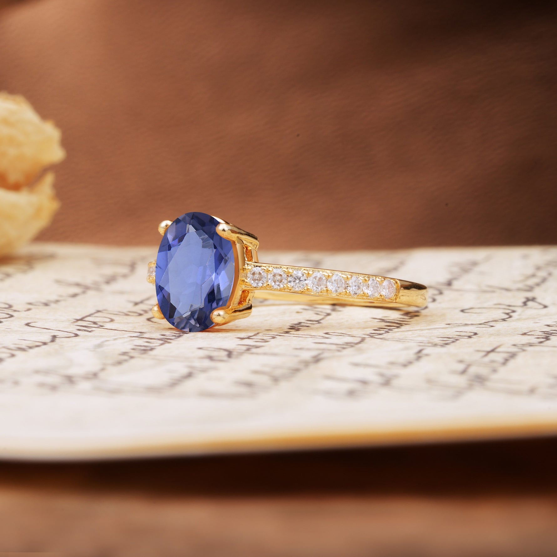 Classic Simple 4-Prong Oval Cut Tanzanite Engagement Ring - Additional view