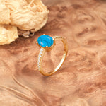 Classic Simple 4-Prong Oval Cut Turquoise Engagement Ring - Additional view