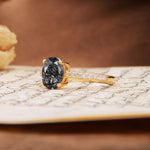 Classic Simple 4-Prong Oval Cut Black Rutilated Quartz Engagement Ring - Additional view