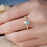 Classic Simple 4-Prong Oval Cut Moss Agate Engagement Ring - Additional view