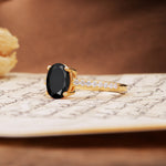 Classic Simple 4-Prong Oval Cut Black Onyx Engagement Ring - Additional view