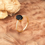 Classic Simple 4-Prong Oval Cut Black Onyx Engagement Ring - Additional view
