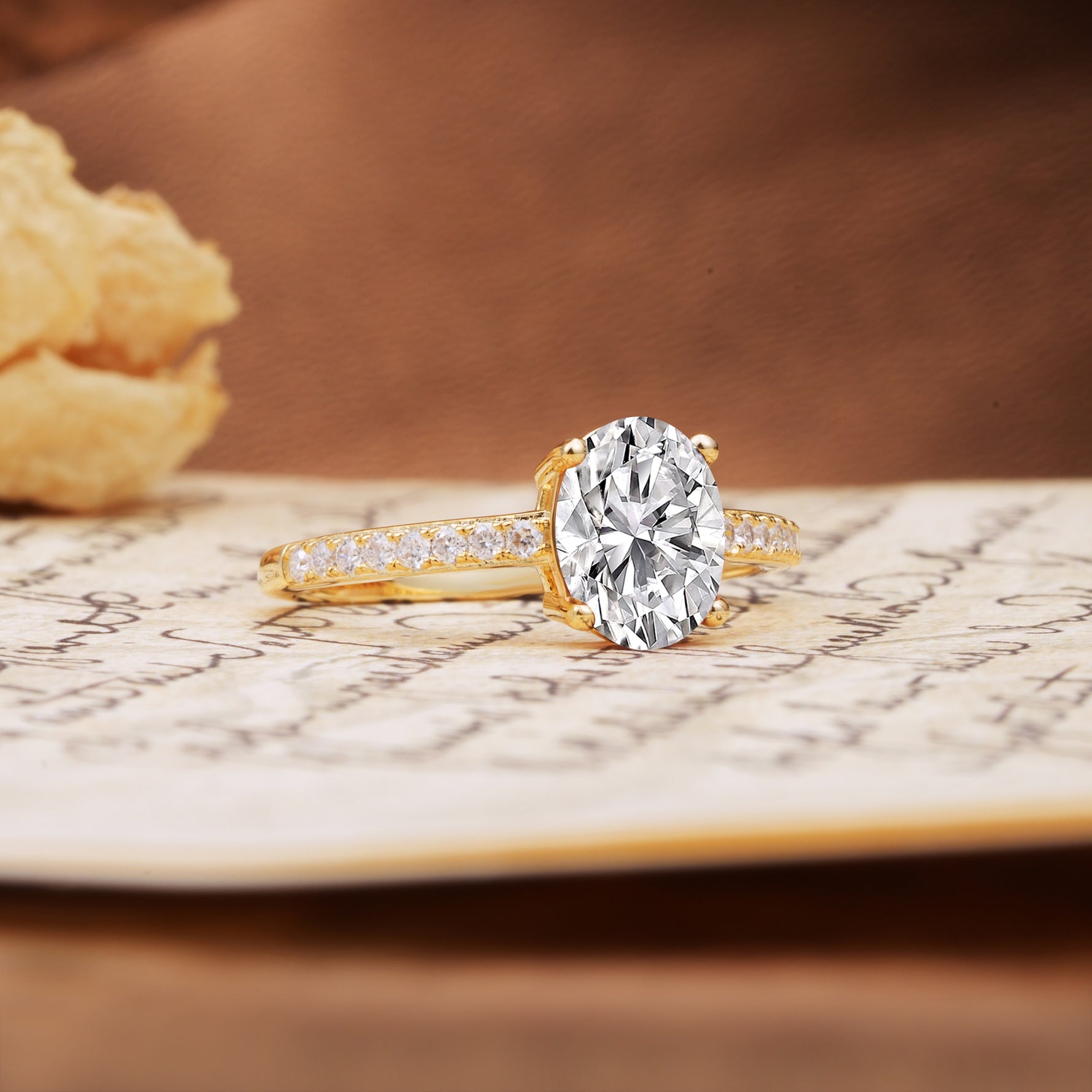 Classic Simple 4-Prong Oval Cut Lab Diamond Engagement Ring - Additional view