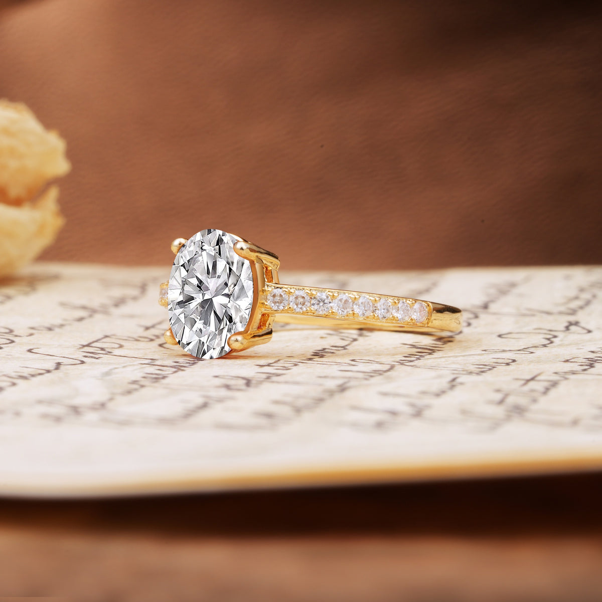 Classic Simple 4-Prong Oval Cut Lab Diamond Engagement Ring - Additional view