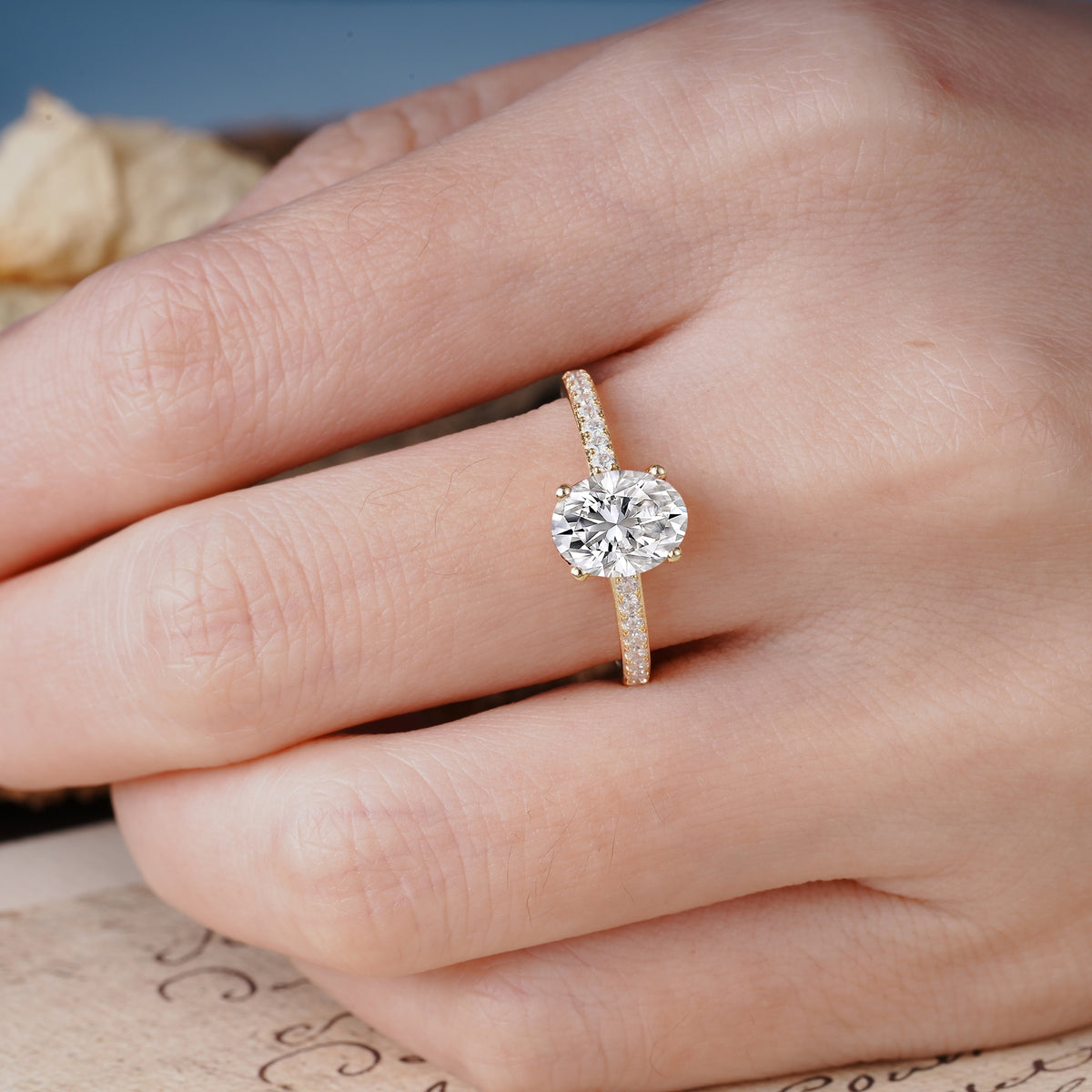 Classic Simple 4-Prong Oval Cut Lab Diamond Engagement Ring - Additional view