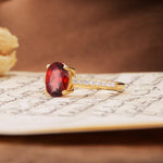 Classic Simple 4-Prong Oval Cut Garnet Engagement Ring - Additional view