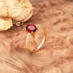 Classic Simple 4-Prong Oval Cut Garnet Engagement Ring - Additional view