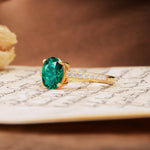 Classic Simple 4-Prong Oval Cut Emerald Engagement Ring - Additional view